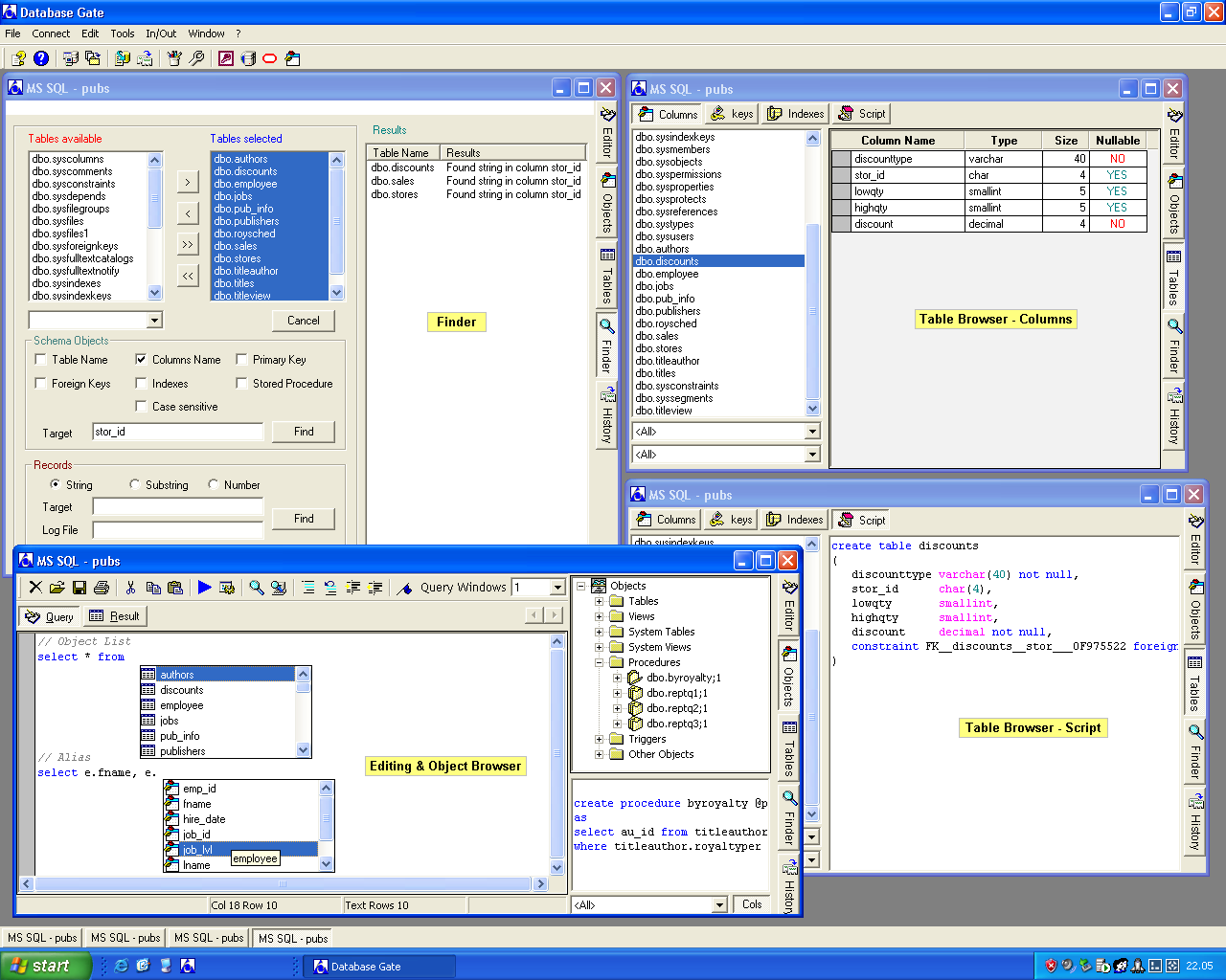 SQL editor able to connect to every kind of database using ODBC with tools